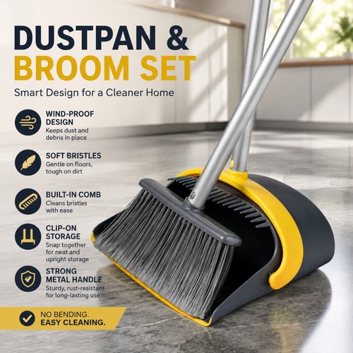 Long handled dustpan - dustpan, brush