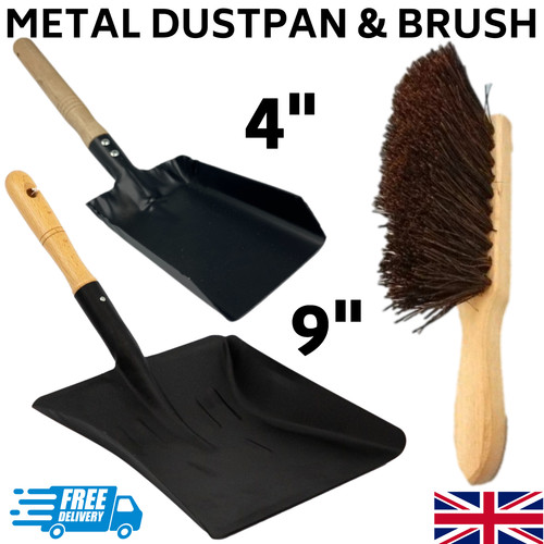Metal dustpan and hand brush - hand,