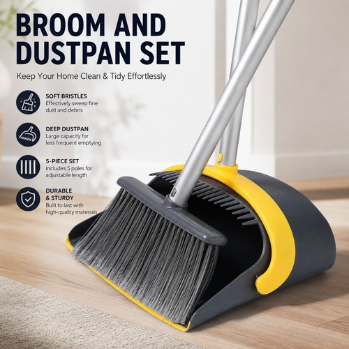 Standing dustpan and brush - and,