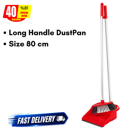 Long handle dustpan and - dustpan, brush